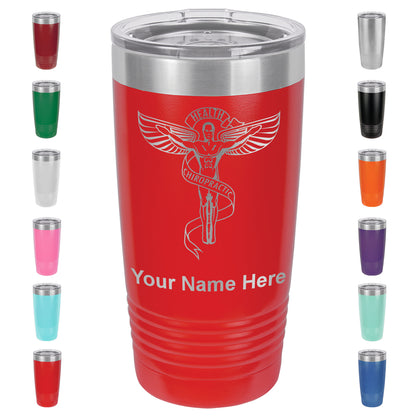 20oz Vacuum Insulated Tumbler Mug, Chiropractic Symbol, Personalized Engraving Included