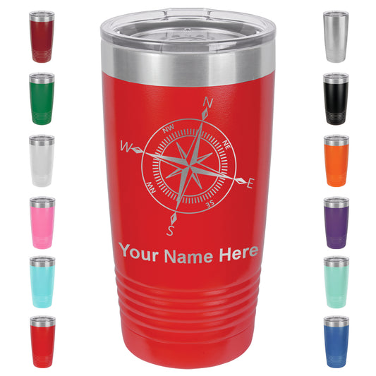 20oz Vacuum Insulated Tumbler Mug, Compass Rose, Personalized Engraving Included