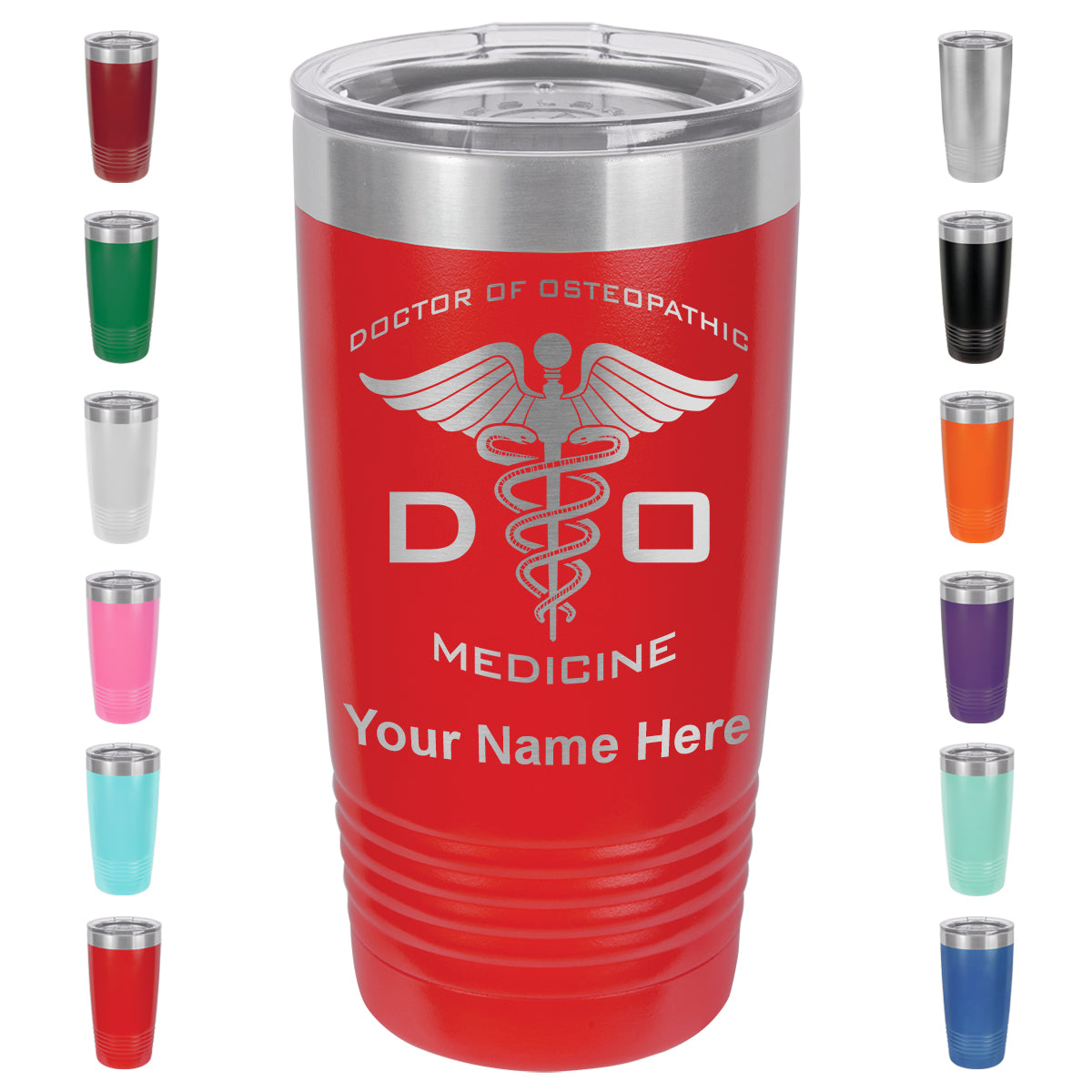 20oz Vacuum Insulated Tumbler Mug, DO Doctor of Osteopathic Medicine, Personalized Engraving Included