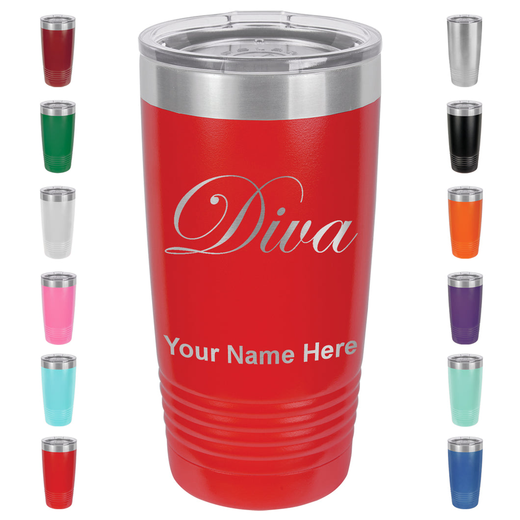 20oz Vacuum Insulated Tumbler Mug, Diva, Personalized Engraving Included