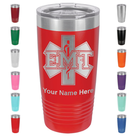 20oz Vacuum Insulated Tumbler Mug, EMT Emergency Medical Technician, Personalized Engraving Included