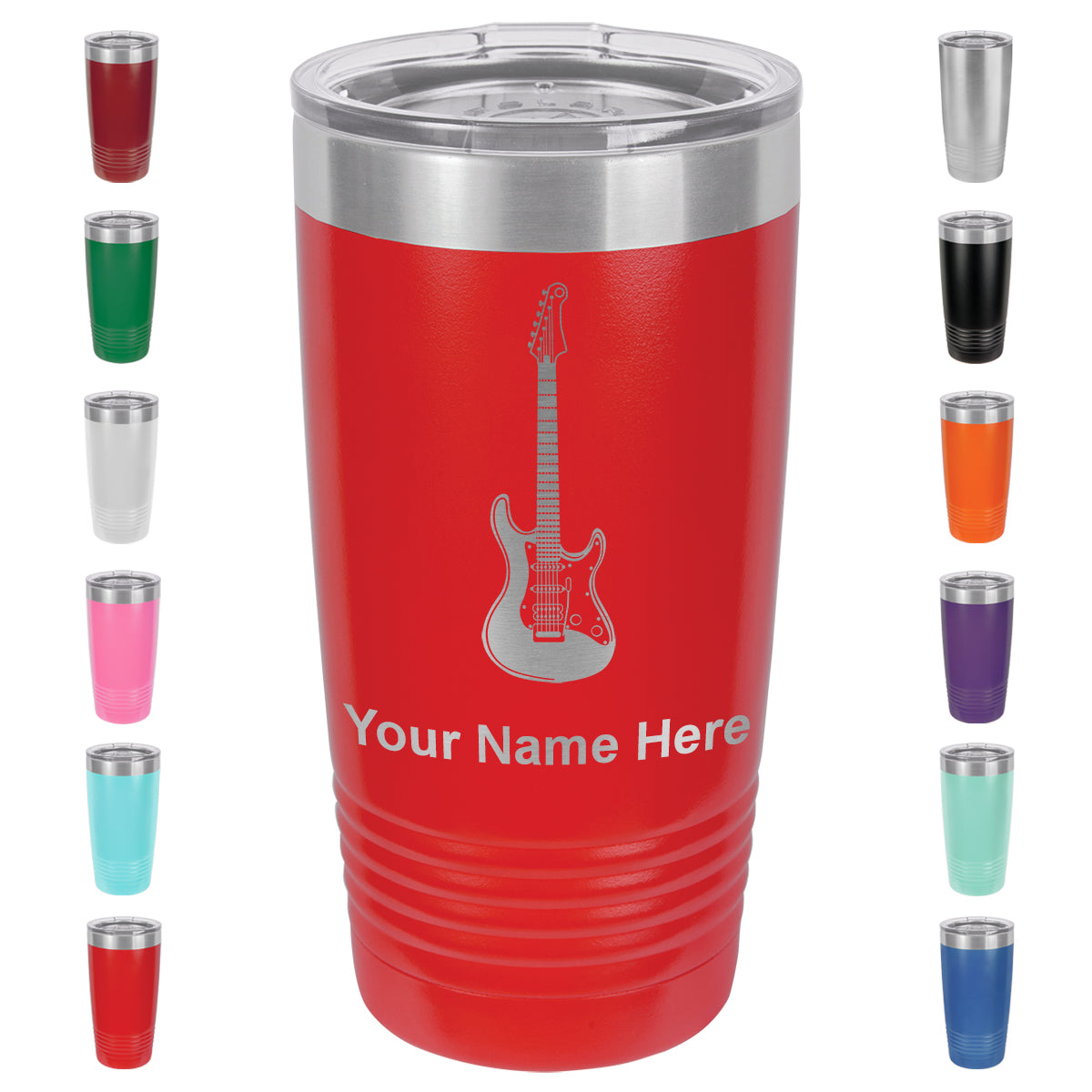 20oz Vacuum Insulated Tumbler Mug, Electric Guitar, Personalized Engraving Included