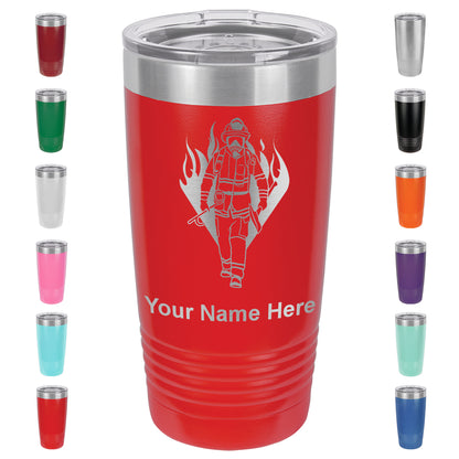 20oz Vacuum Insulated Tumbler Mug, Fireman, Personalized Engraving Included