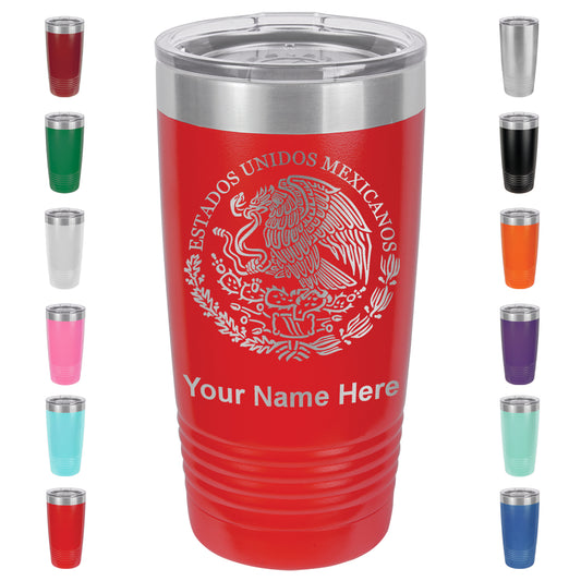 20oz Vacuum Insulated Tumbler Mug, Flag of Mexico, Personalized Engraving Included