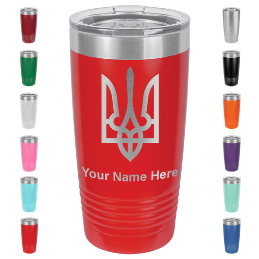 20oz Vacuum Insulated Tumbler Mug, Flag of Ukraine, Personalized Engraving Included