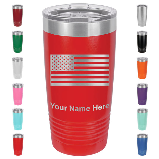 20oz Vacuum Insulated Tumbler Mug, Flag of the United States, Personalized Engraving Included