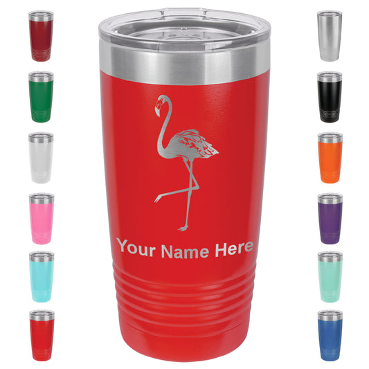 20oz Vacuum Insulated Tumbler Mug, Flamingo, Personalized Engraving Included