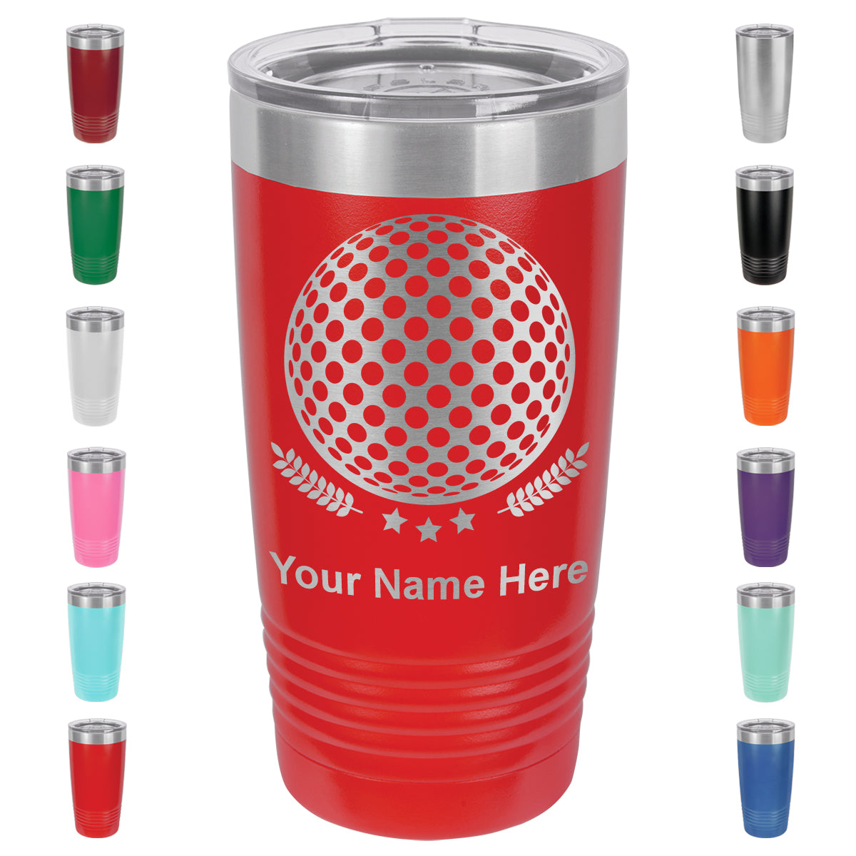 20oz Vacuum Insulated Tumbler Mug, Golf Ball, Personalized Engraving Included