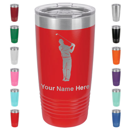 20oz Vacuum Insulated Tumbler Mug, Golfer, Personalized Engraving Included