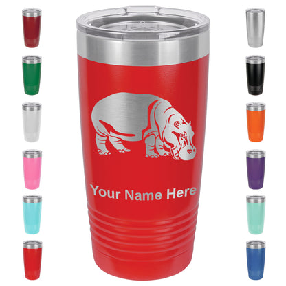 20oz Vacuum Insulated Tumbler Mug, Hippopotamus, Personalized Engraving Included