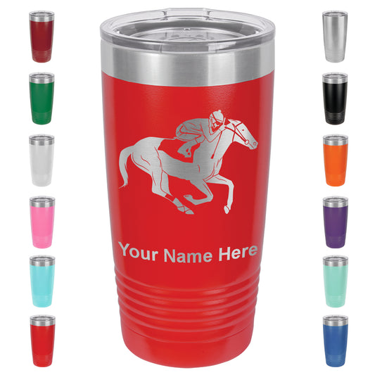 20oz Vacuum Insulated Tumbler Mug, Horse Racing, Personalized Engraving Included