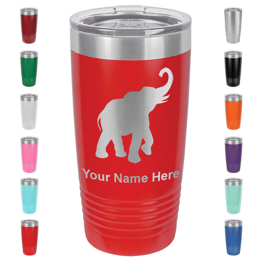 20oz Vacuum Insulated Tumbler Mug, Indian Elephant, Personalized Engraving Included