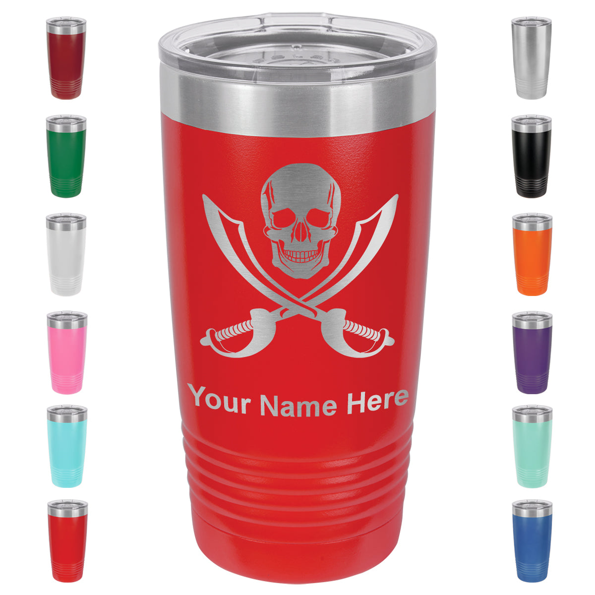 20oz Vacuum Insulated Tumbler Mug, Jolly Roger, Personalized Engraving Included