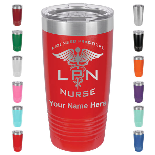 20oz Vacuum Insulated Tumbler Mug, LPN Licensed Practical Nurse, Personalized Engraving Included