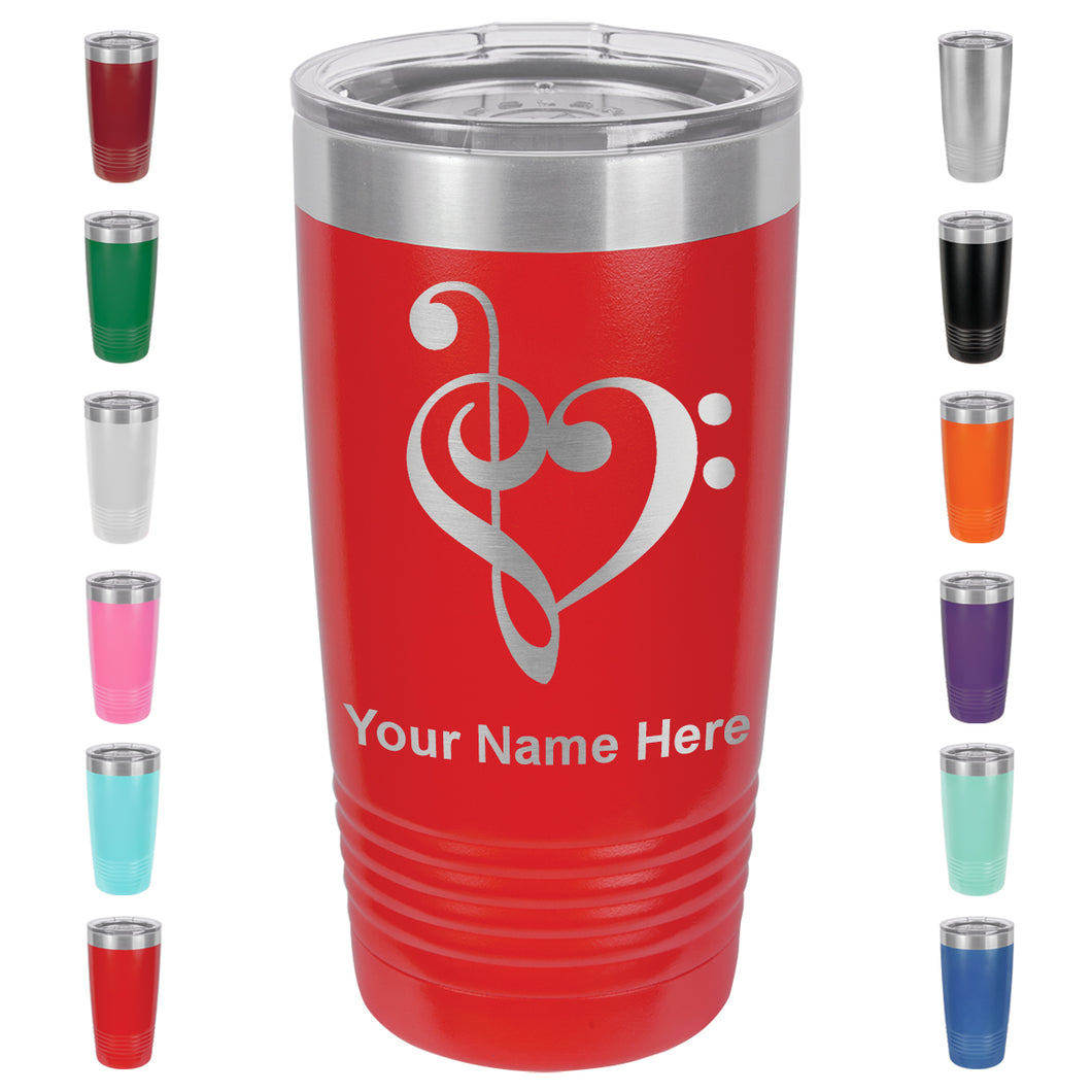 20oz Vacuum Insulated Tumbler Mug, Music Heart, Personalized Engraving Included