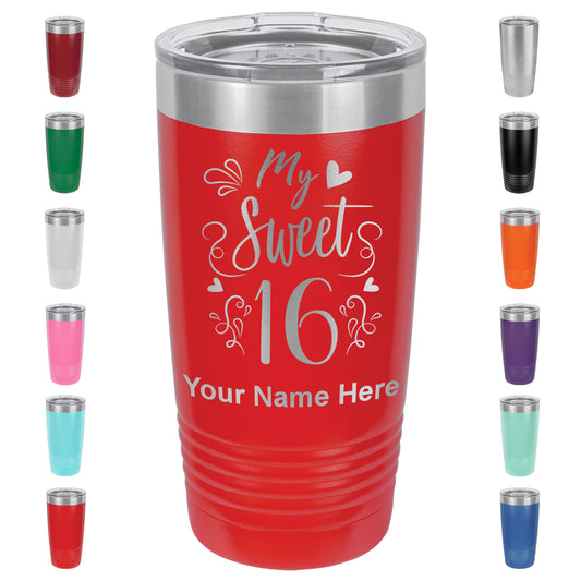 20oz Vacuum Insulated Tumbler Mug, My Sweet 16, Personalized Engraving Included