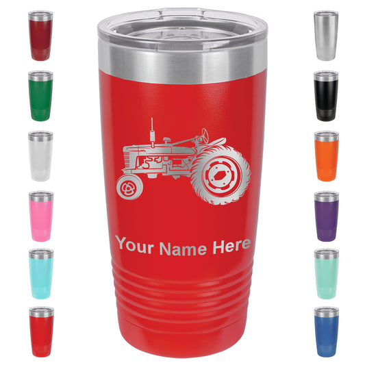 20oz Vacuum Insulated Tumbler Mug, Old Farm Tractor, Personalized Engraving Included