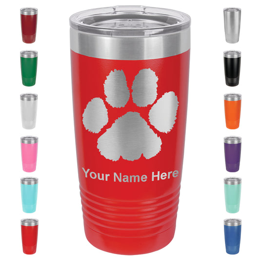 20oz Vacuum Insulated Tumbler Mug, Paw Print, Personalized Engraving Included