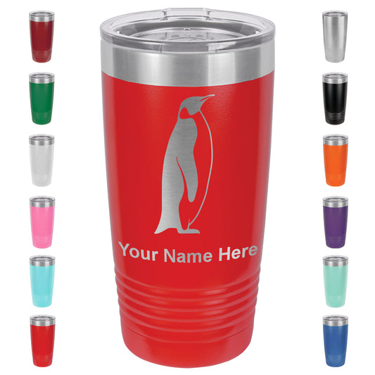 20oz Vacuum Insulated Tumbler Mug, Penguin, Personalized Engraving Included