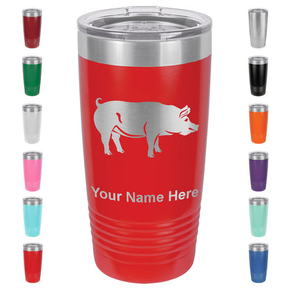 20oz Vacuum Insulated Tumbler Mug, Pig, Personalized Engraving Included
