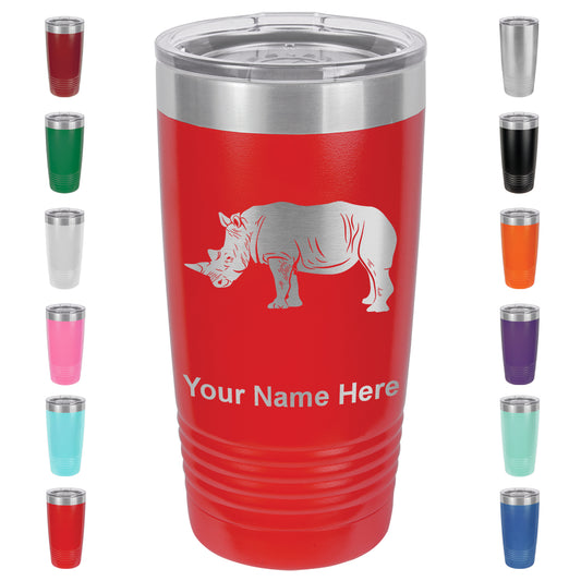 20oz Vacuum Insulated Tumbler Mug, Rhinoceros, Personalized Engraving Included