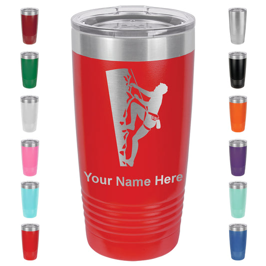 20oz Vacuum Insulated Tumbler Mug, Rock Climber, Personalized Engraving Included