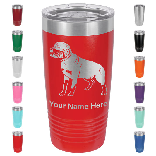 20oz Vacuum Insulated Tumbler Mug, Rottweiler Dog, Personalized Engraving Included