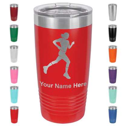 20oz Vacuum Insulated Tumbler Mug, Running Woman, Personalized Engraving Included