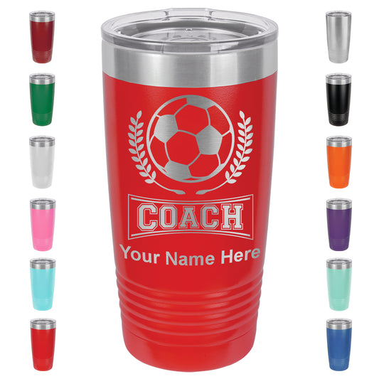 20oz Vacuum Insulated Tumbler Mug, Soccer Coach, Personalized Engraving Included