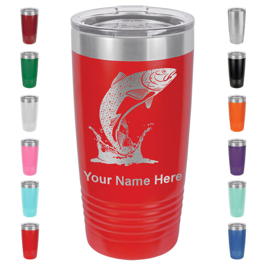 20oz Vacuum Insulated Tumbler Mug, Trout Fish, Personalized Engraving Included