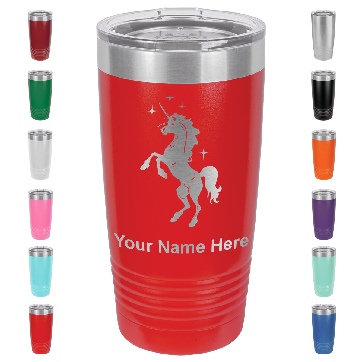 20oz Vacuum Insulated Tumbler Mug, Unicorn, Personalized Engraving Included