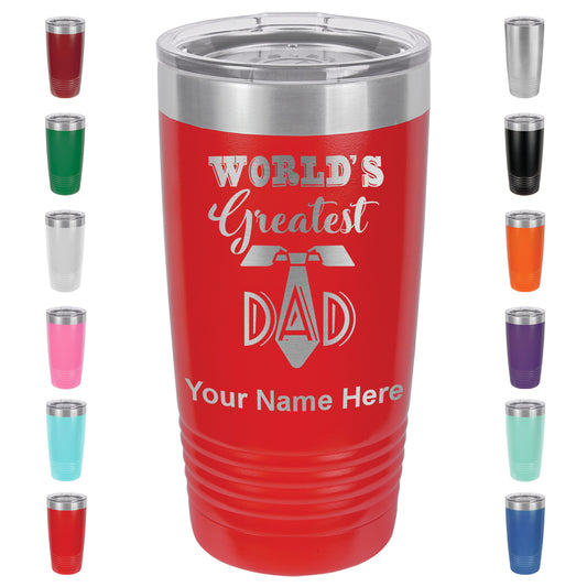 20oz Vacuum Insulated Tumbler Mug, World's Greatest Dad, Personalized Engraving Included