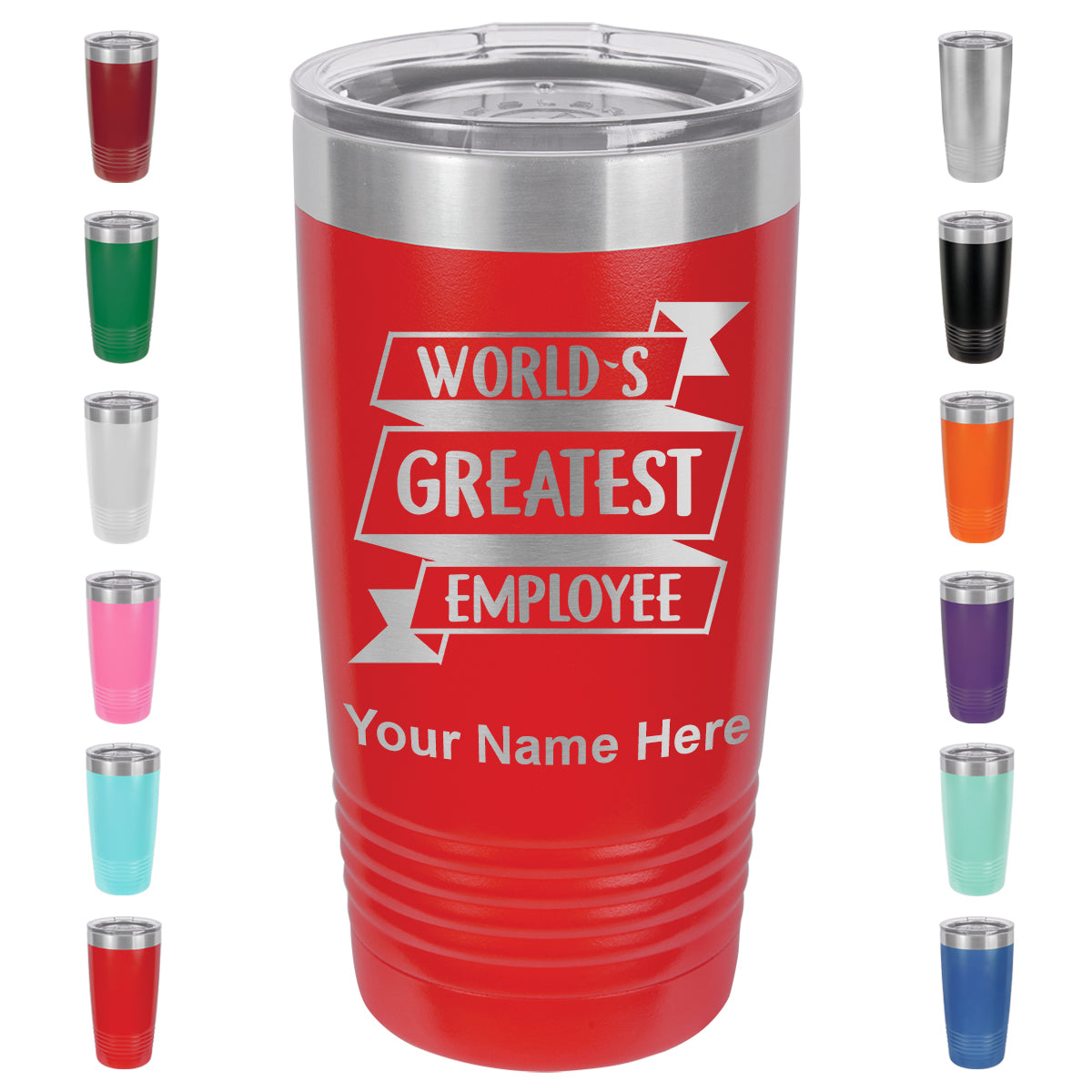 20oz Vacuum Insulated Tumbler Mug, World's Greatest Employee, Personalized Engraving Included