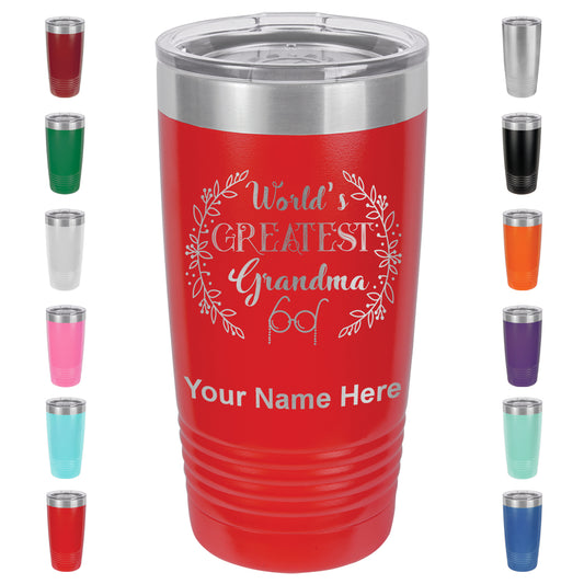 20oz Vacuum Insulated Tumbler Mug, World's Greatest Grandma, Personalized Engraving Included