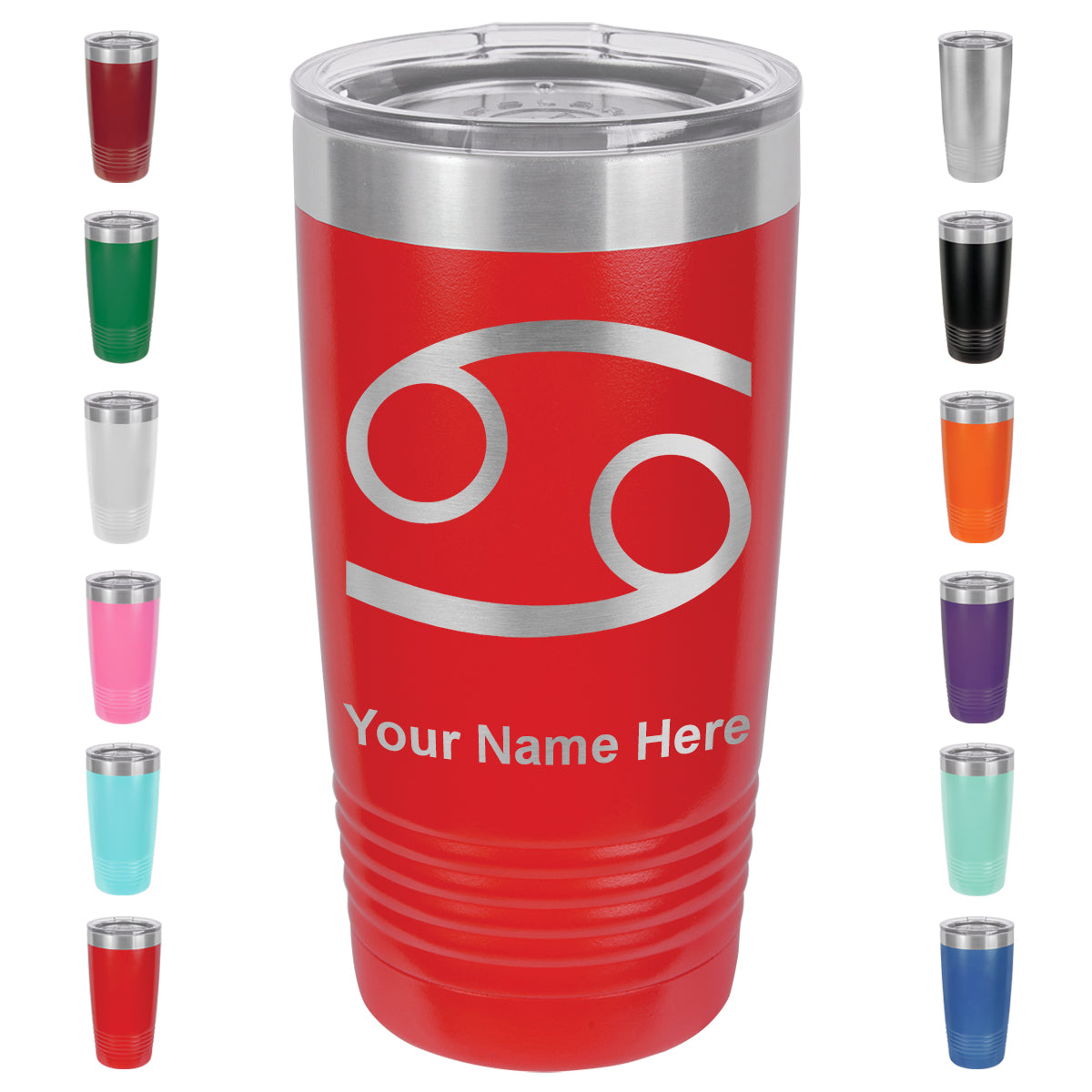 20oz Vacuum Insulated Tumbler Mug, Zodiac Sign Cancer, Personalized Engraving Included