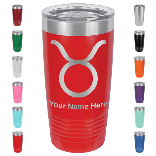 20oz Vacuum Insulated Tumbler Mug, Zodiac Sign Taurus, Personalized Engraving Included