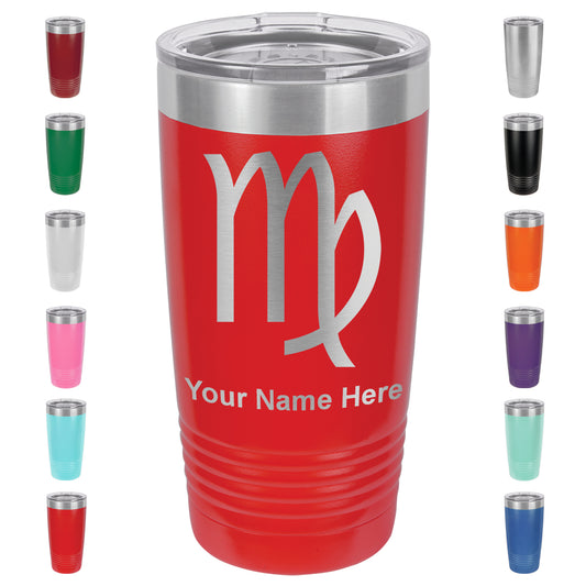 20oz Vacuum Insulated Tumbler Mug, Zodiac Sign Virgo, Personalized Engraving Included