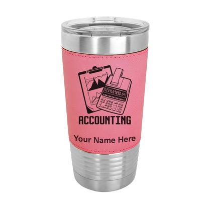 20oz Faux Leather Tumbler Mug, Accounting, Personalized Engraving Included - LaserGram Custom Engraved Gifts