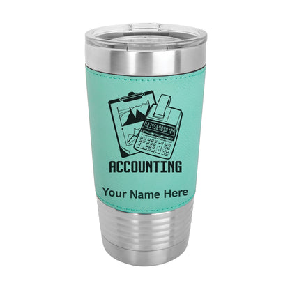 20oz Faux Leather Tumbler Mug, Accounting, Personalized Engraving Included - LaserGram Custom Engraved Gifts