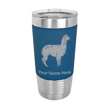20oz Faux Leather Tumbler Mug, Alpaca, Personalized Engraving Included - LaserGram Custom Engraved Gifts