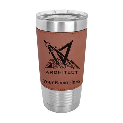 20oz Faux Leather Tumbler Mug, Architect Symbol, Personalized Engraving Included - LaserGram Custom Engraved Gifts