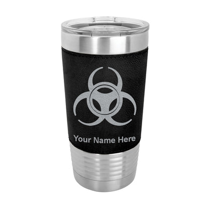 20oz Faux Leather Tumbler Mug, Biohazard Symbol, Personalized Engraving Included - LaserGram Custom Engraved Gifts