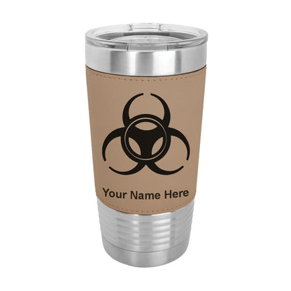 20oz Faux Leather Tumbler Mug, Biohazard Symbol, Personalized Engraving Included - LaserGram Custom Engraved Gifts