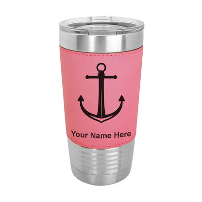 20oz Faux Leather Tumbler Mug, Boat Anchor, Personalized Engraving Included - LaserGram Custom Engraved Gifts