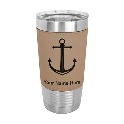 20oz Faux Leather Tumbler Mug, Boat Anchor, Personalized Engraving Included - LaserGram Custom Engraved Gifts