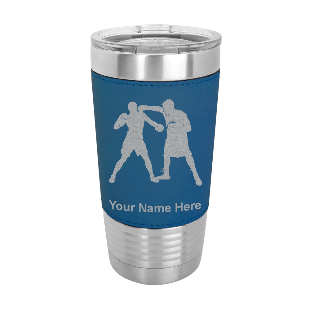 20oz Faux Leather Tumbler Mug, Boxers Boxing, Personalized Engraving Included - LaserGram Custom Engraved Gifts