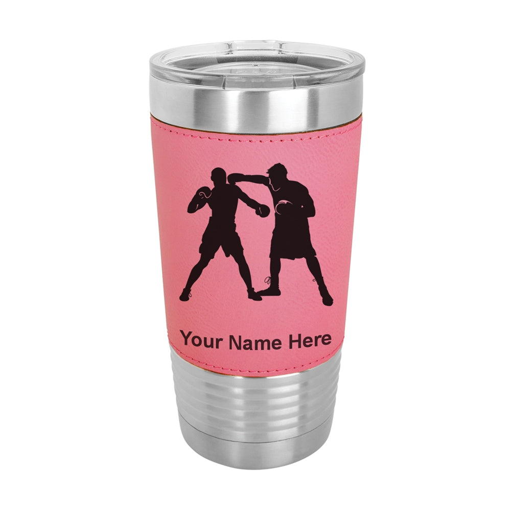 20oz Faux Leather Tumbler Mug, Boxers Boxing, Personalized Engraving Included - LaserGram Custom Engraved Gifts