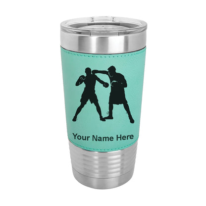 20oz Faux Leather Tumbler Mug, Boxers Boxing, Personalized Engraving Included - LaserGram Custom Engraved Gifts