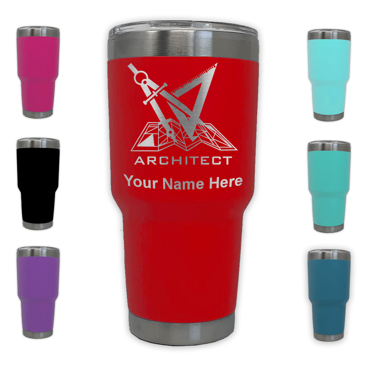 LaserGram 30oz Tumbler Mug, Architect Symbol, Personalized Engraving Included