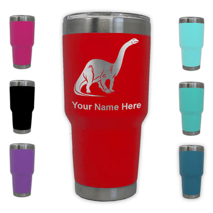 LaserGram 30oz Tumbler Mug, Brontosaurus Dinosaur, Personalized Engraving Included